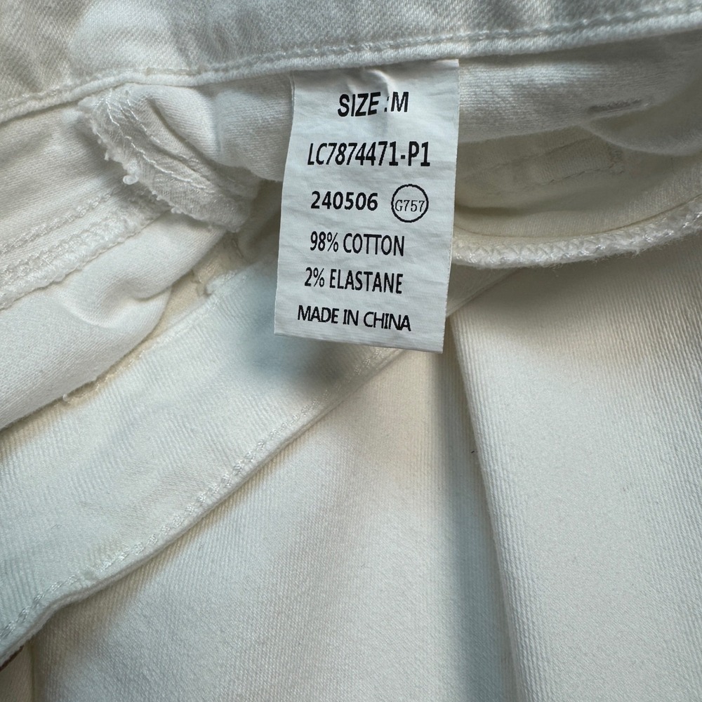Luvamia Womens Ankle Pants Size Medium White Denim Crop Patch Pockets - Picture 5 of 9